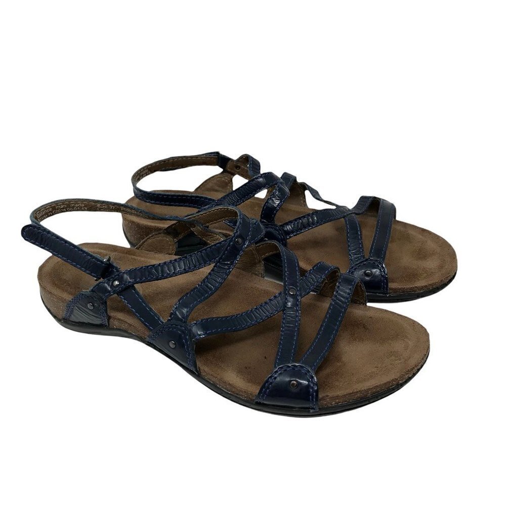 Dansko Womens Jovie Strappy Sandals Blue Slingback Hook Loop Leather 7 EUR 37